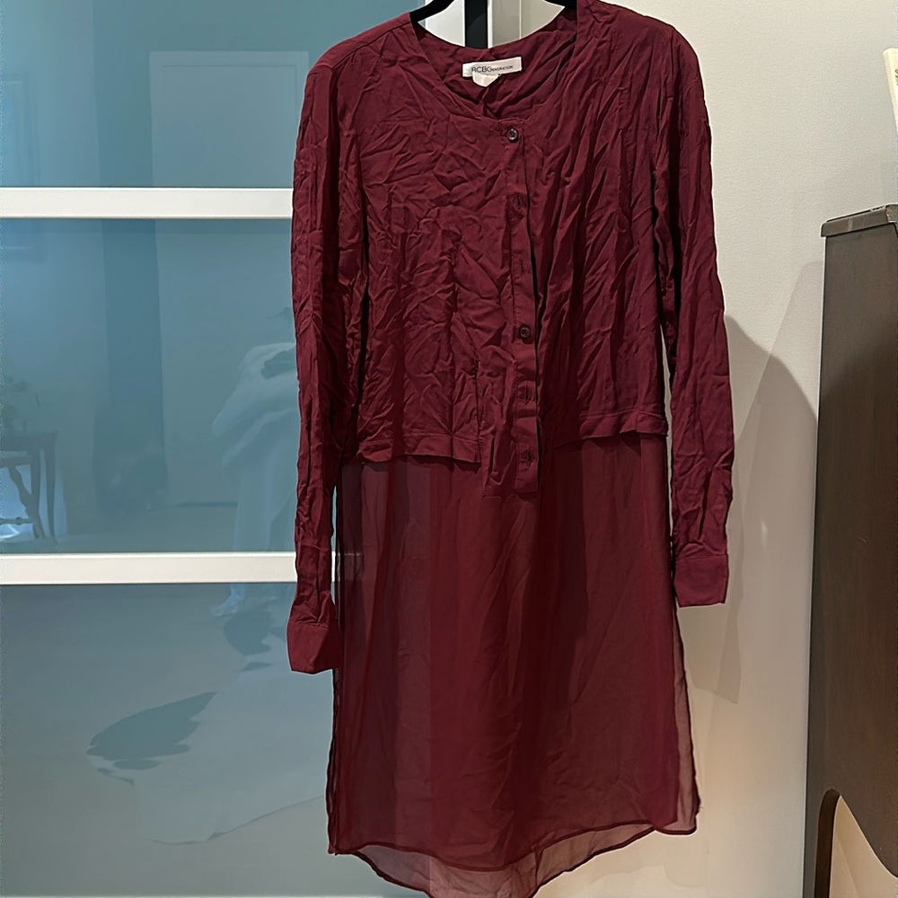 Maroon BCBG size small tunic sheer bottom